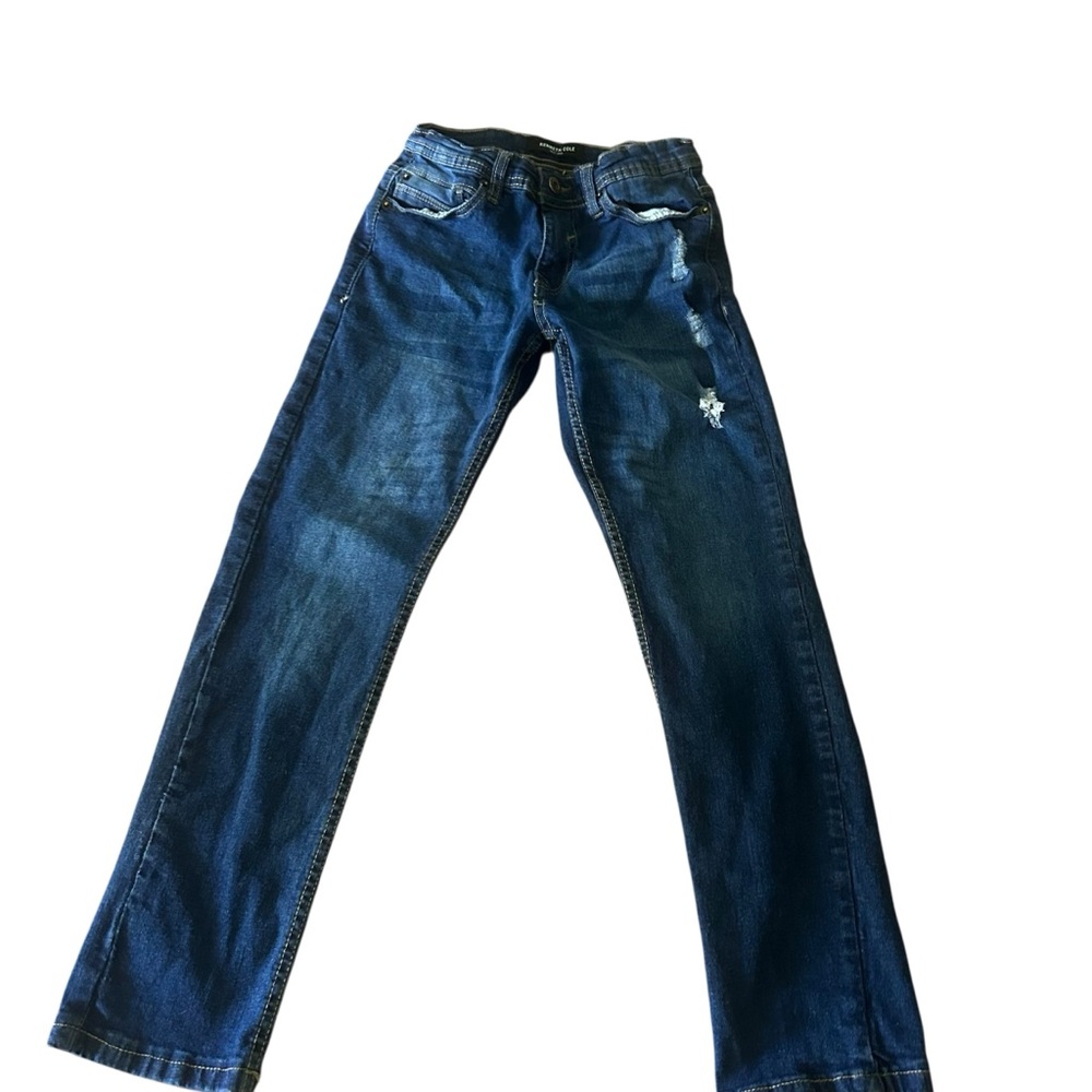 Boys' Dark Wash Distressed Jeans, Slim Fit,‎ Adjustable Waist